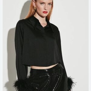 Klesis feather cuff crop button down